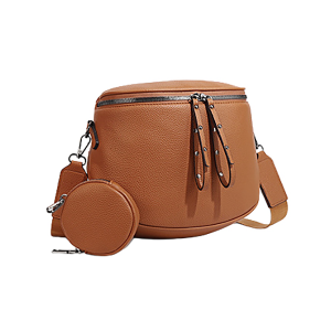 Pebble Leatherette Crossbody Bag-Brown