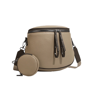 Pebble Leatherette Crossbody Bag-Khaki