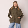 Quilted Wave Pattern olive poncho