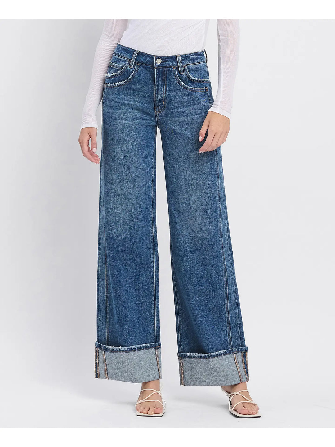 Cuffed Panel Jeans