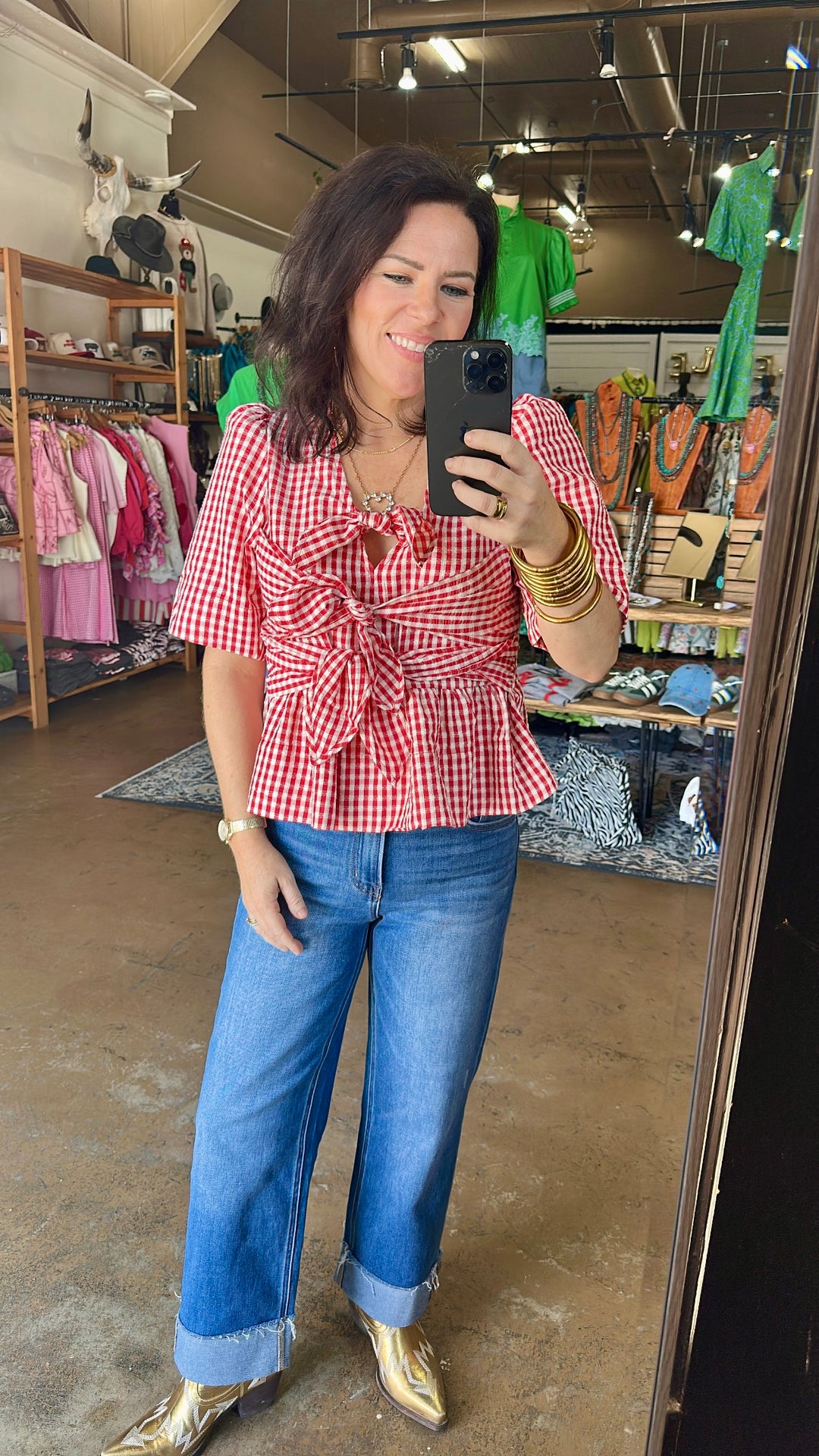 Gingham Bow Top