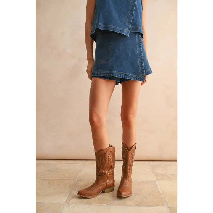 Crossover Denim Skort