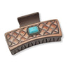 Rectangle Turquoise Leather Claw Clip