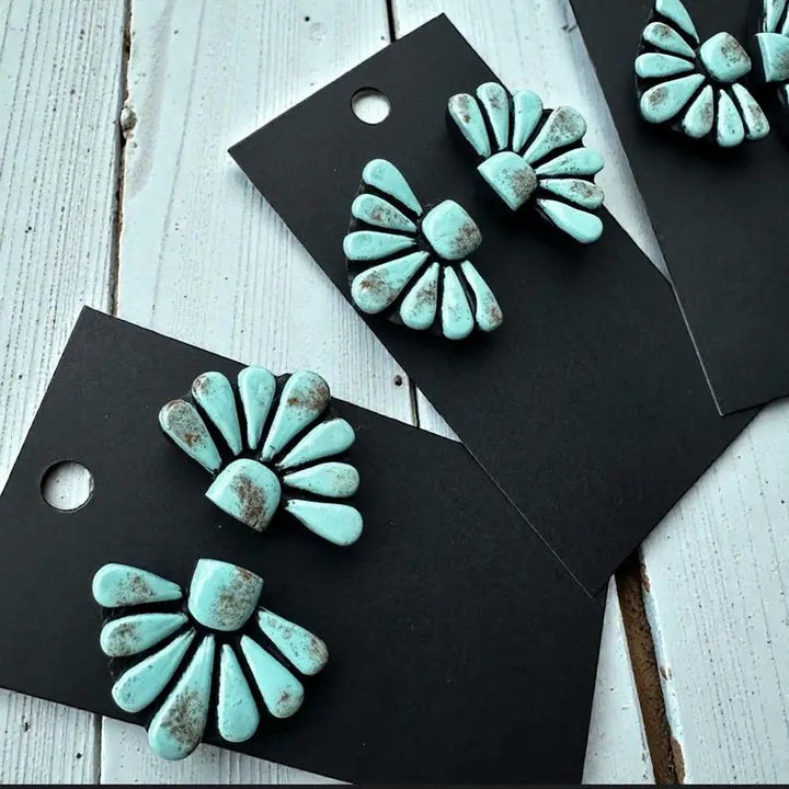 Turquoise Clay Western Earrings