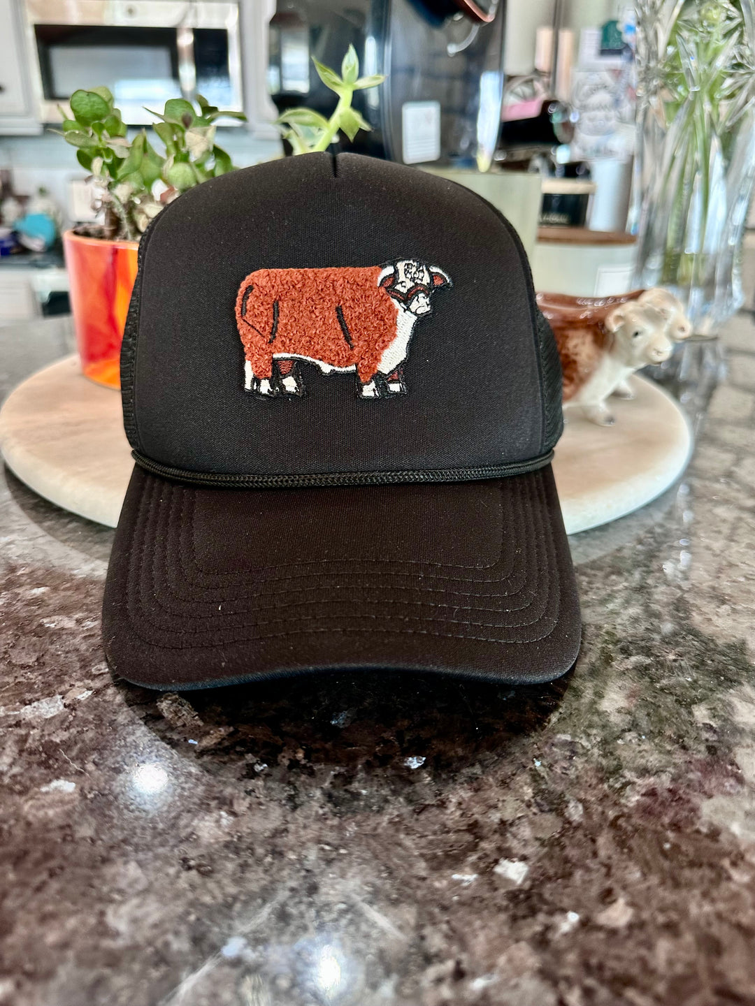 Miller Cattle Co. Hereford Patch Trucker Hat- Black