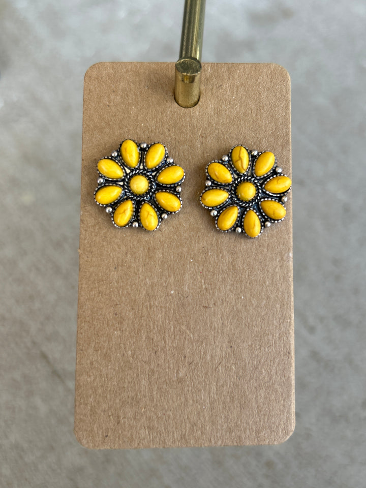 Yellow Western Floral Earrings