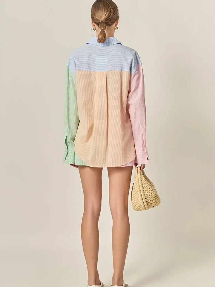 Color Block Stripe Shirt