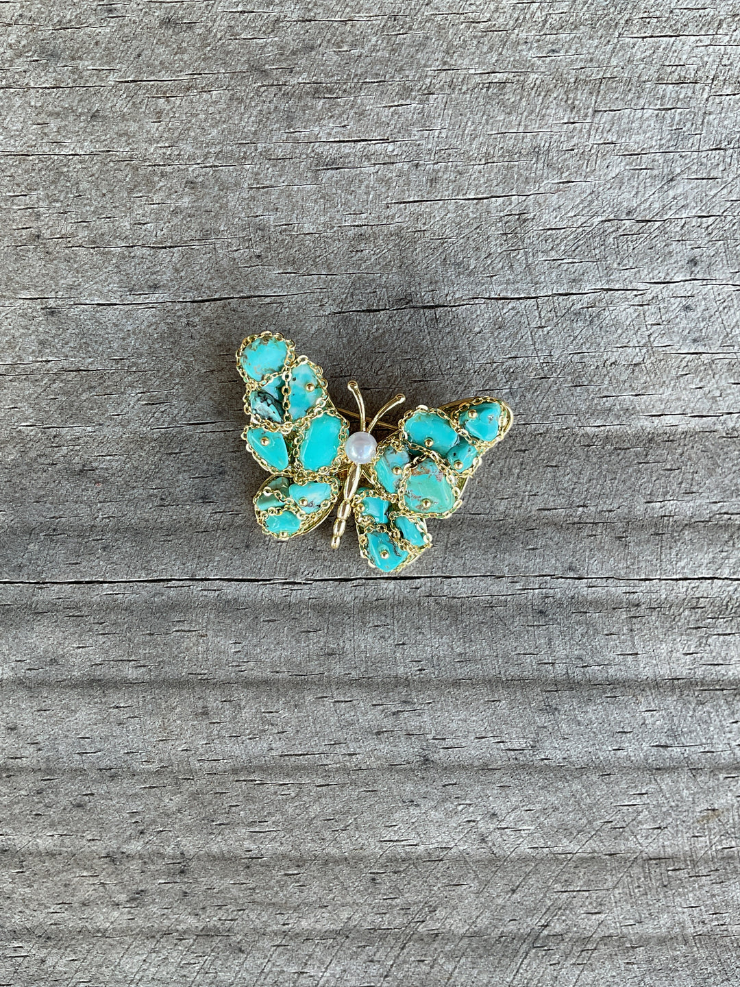 Turquoise Stone Butterfly Pin