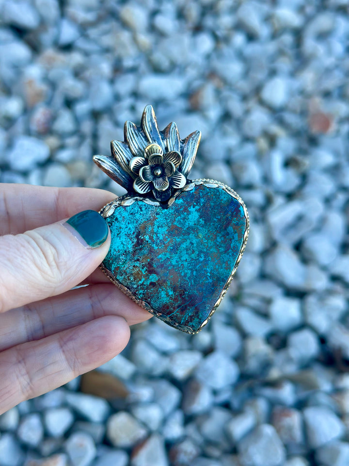 Flaming Heart Turquoise Pendant