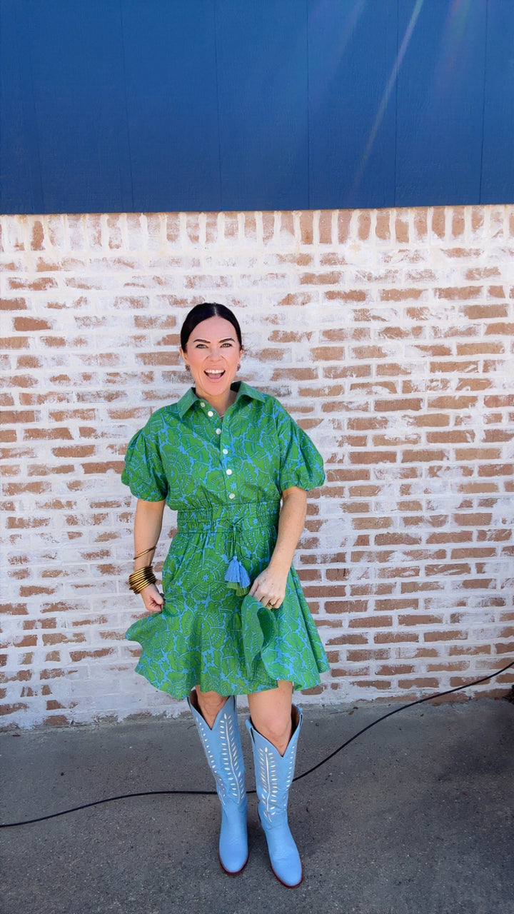 Flounced Hem Shirt Dress