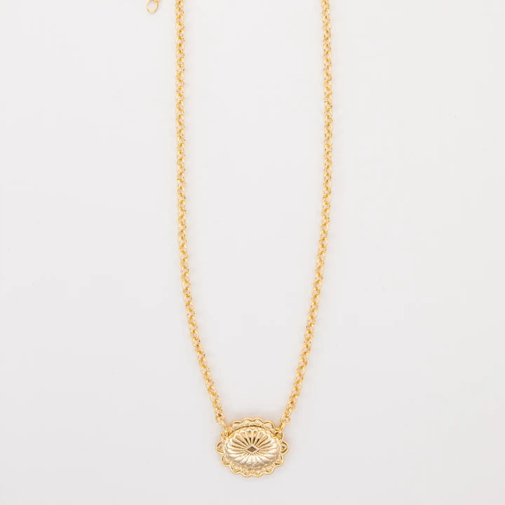 15" 18K Gold Plated Dainty Concho Necklace