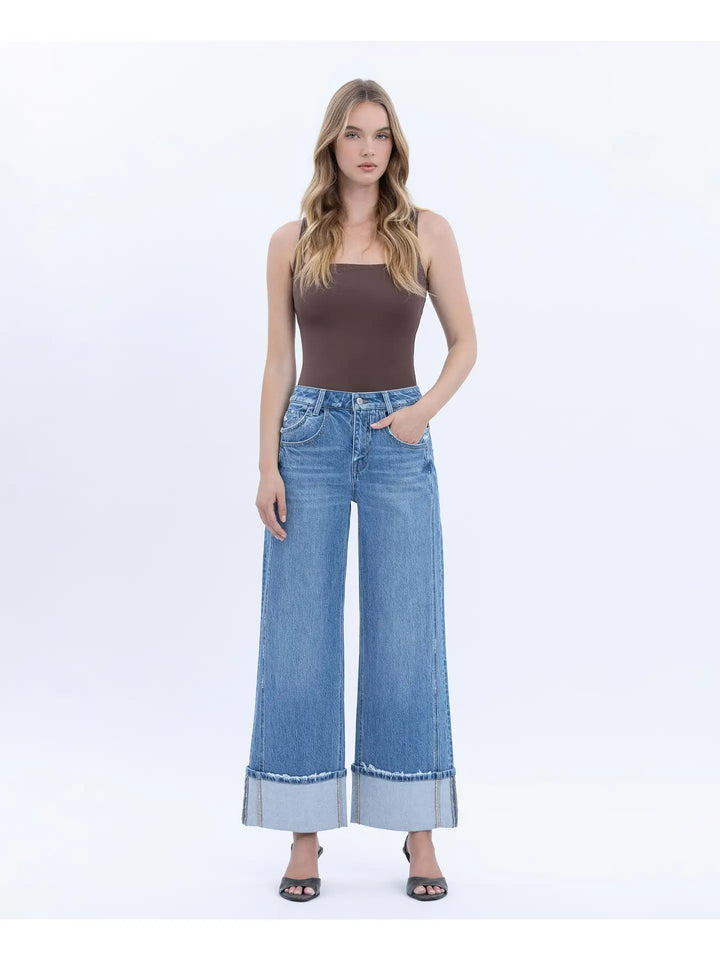 Gigi Wide Leg Cuff Jeans