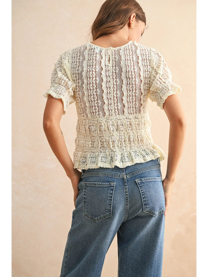 Short Sleeve Lace Blouse