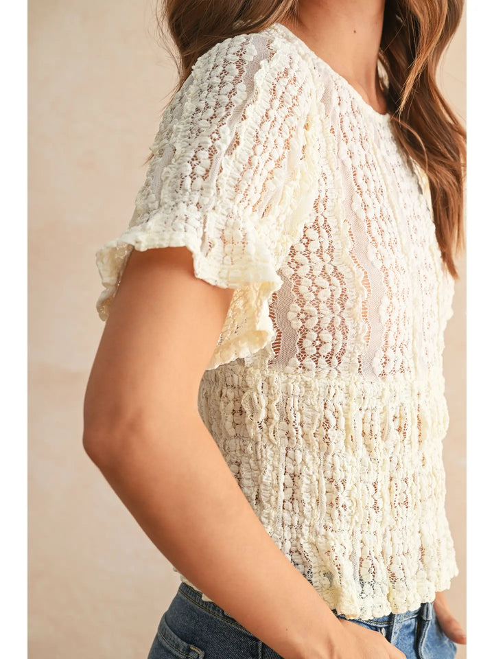 Short Sleeve Lace Blouse