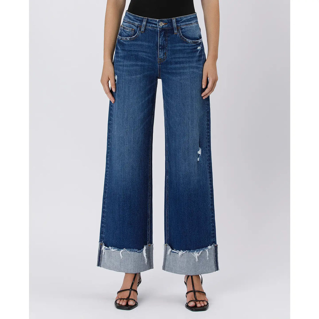 High Rise Cuffed Baggy Wide Jeans