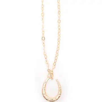 34" Gold Chain Necklace w/ Large Horseshoe Pendant