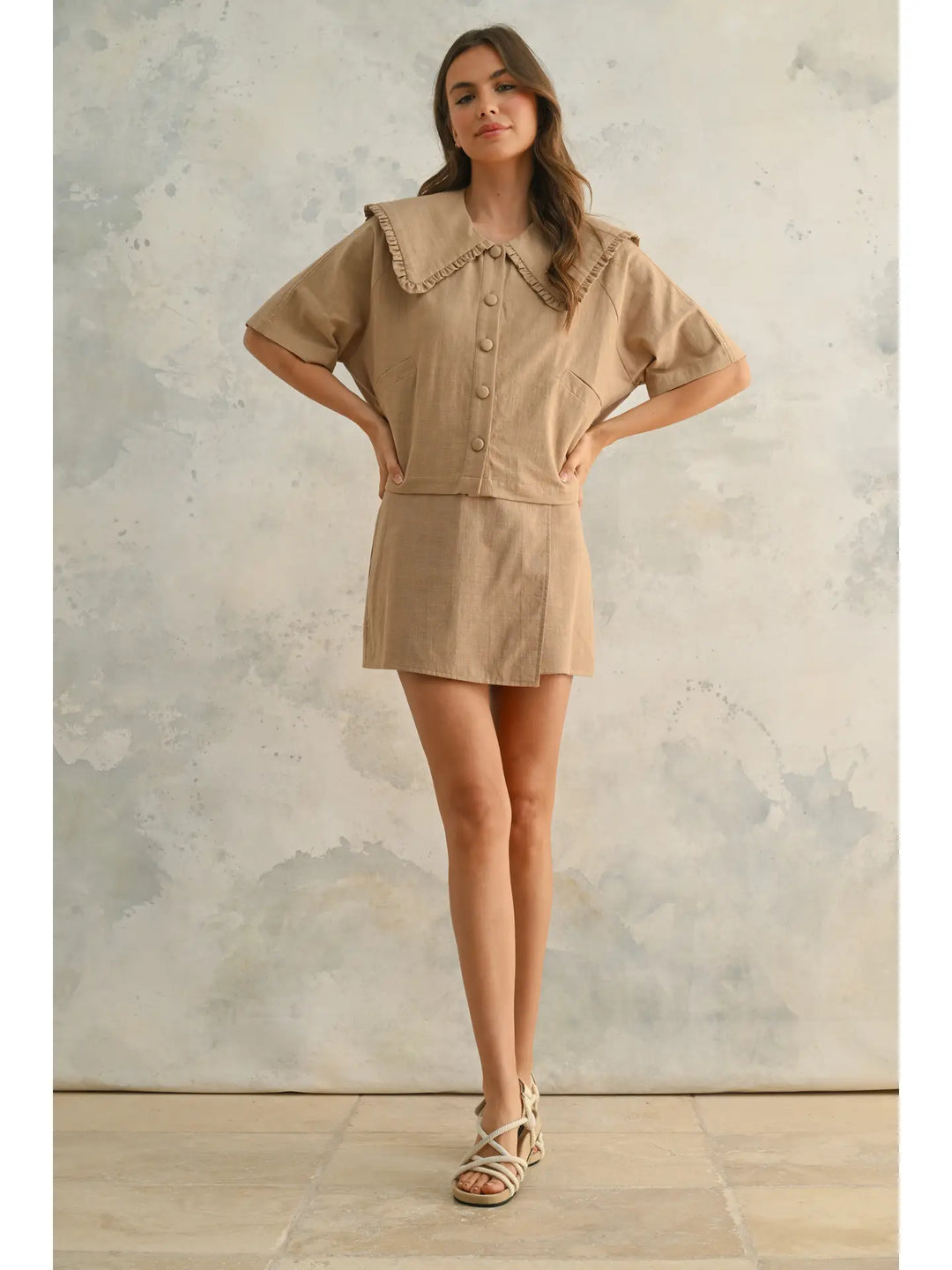 Linen Collared Top
