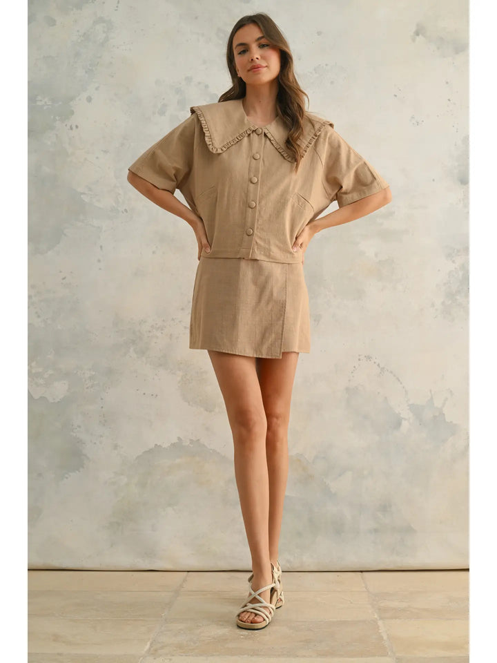 Linen Collared Top