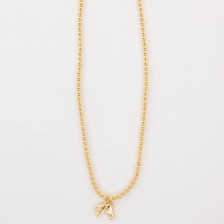 16" 18K Gold Plated Necklace with Horse Head Charm