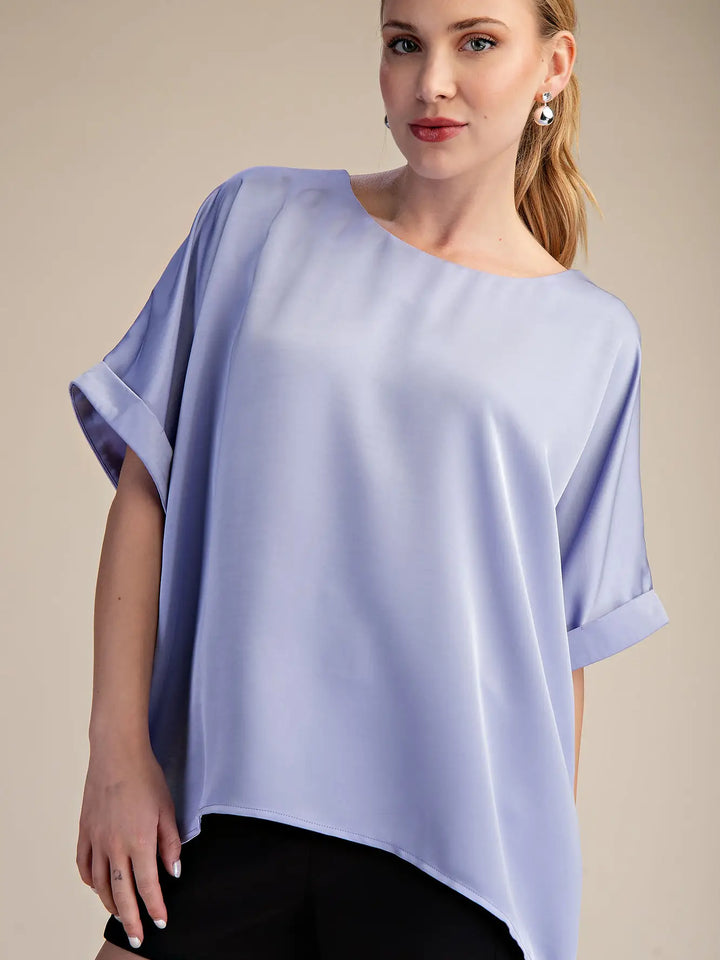 Boat Neck Cuffs Sleeve Oversized Top