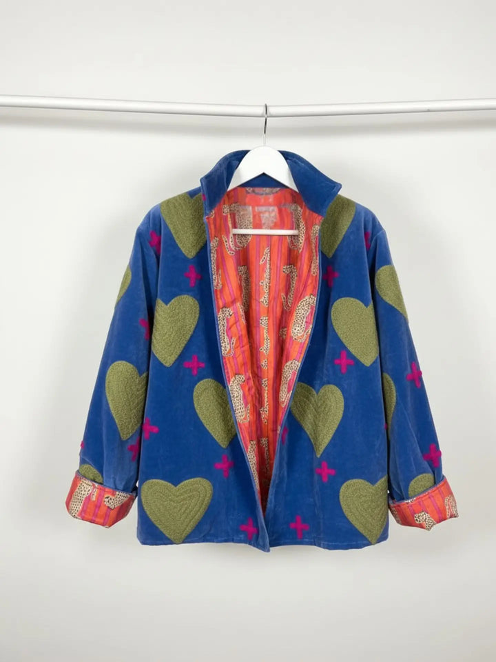 Blue Heart and Cross Cotton Jacket