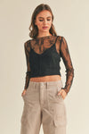 Long Sleeve Lace Fabric with Lining Insert Top