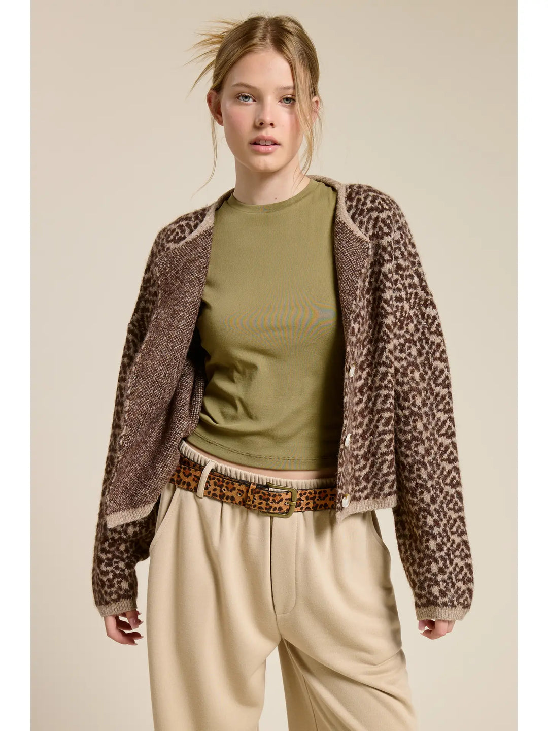 Cheetah Print Knit Cardigan