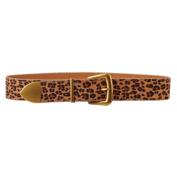 Zipper Lined Leopard Print Belt