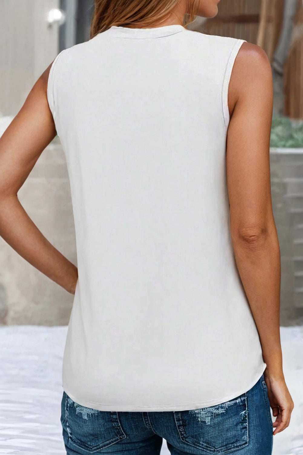 White Pleated Tank