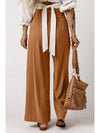 Drawstring Elastic Waist Casual Wide Leg Pants