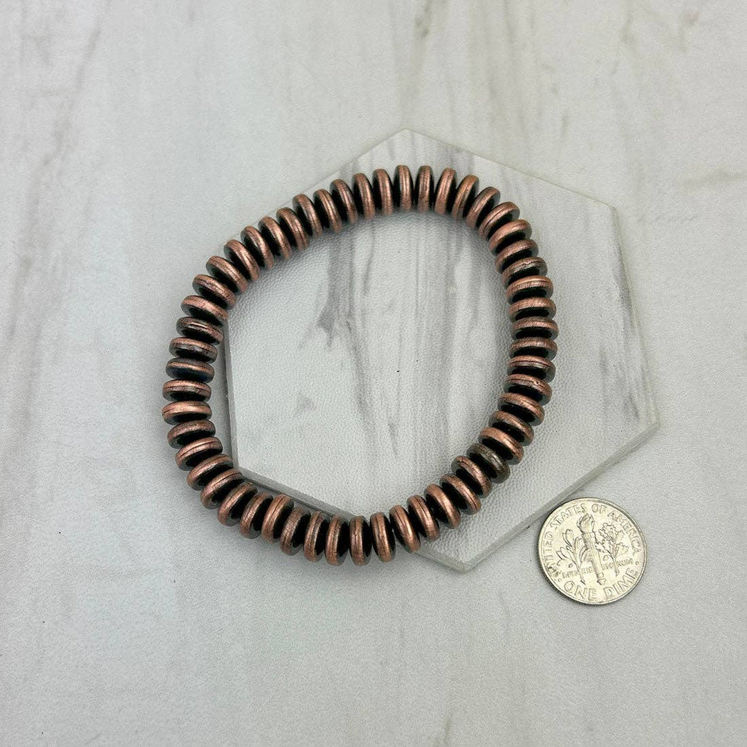 8mm stretch silver disk pearl beads Bracelet