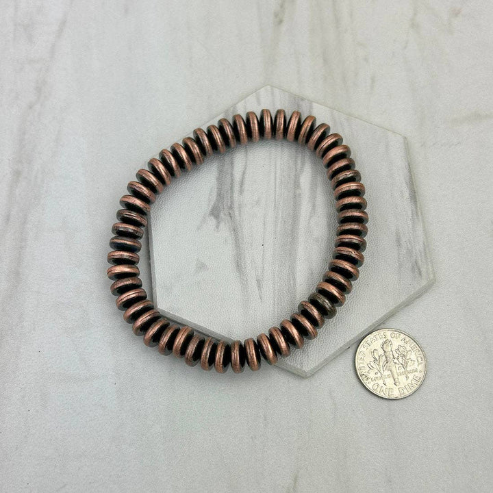 8mm stretch silver disk pearl beads Bracelet