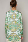 Long Sleeve Paisely Print Button Down Shirt