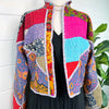 Vintage Kantha Floral Patchwork Bomber Jacket