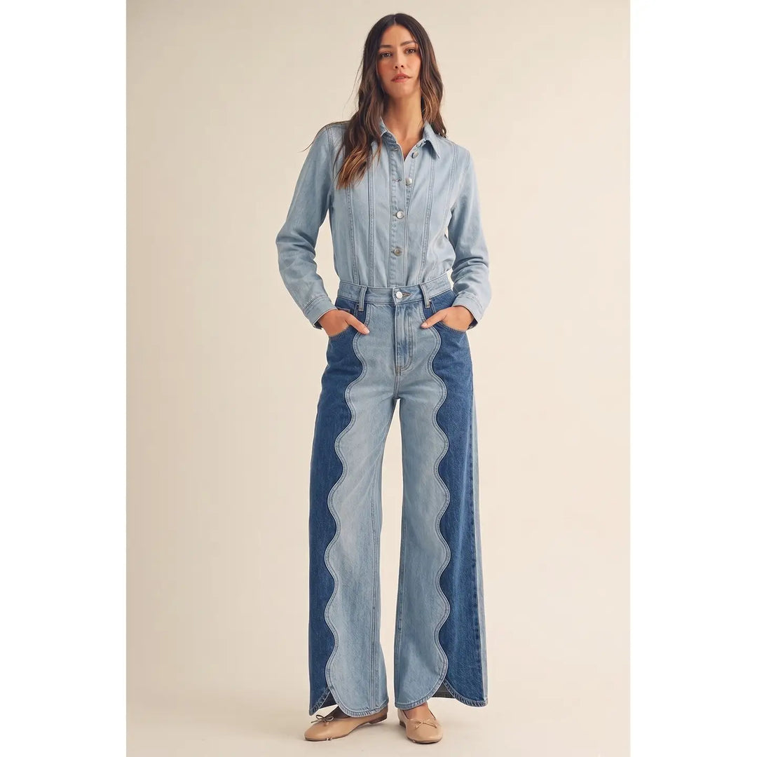 Scallop Wave Denim Ocean Curve Jeans