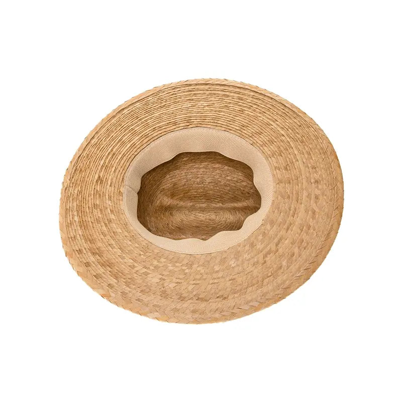 Palm Leaf Straw Western Hat - Handmade Flat Brim Summer Hat