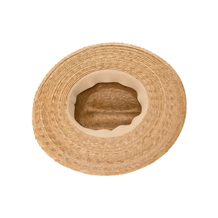 Palm Leaf Straw Western Hat - Handmade Flat Brim Summer Hat