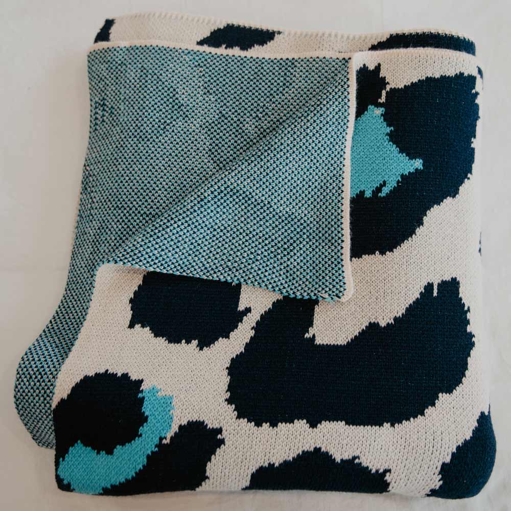 Blue Leopard Oversized Blanket