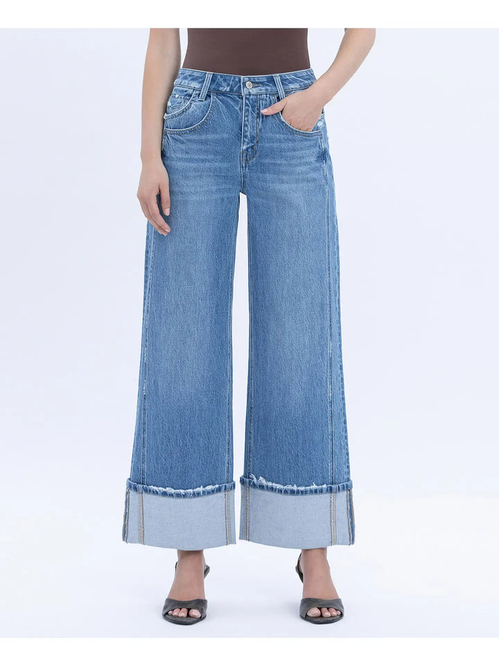 Gigi Wide Leg Cuff Jeans