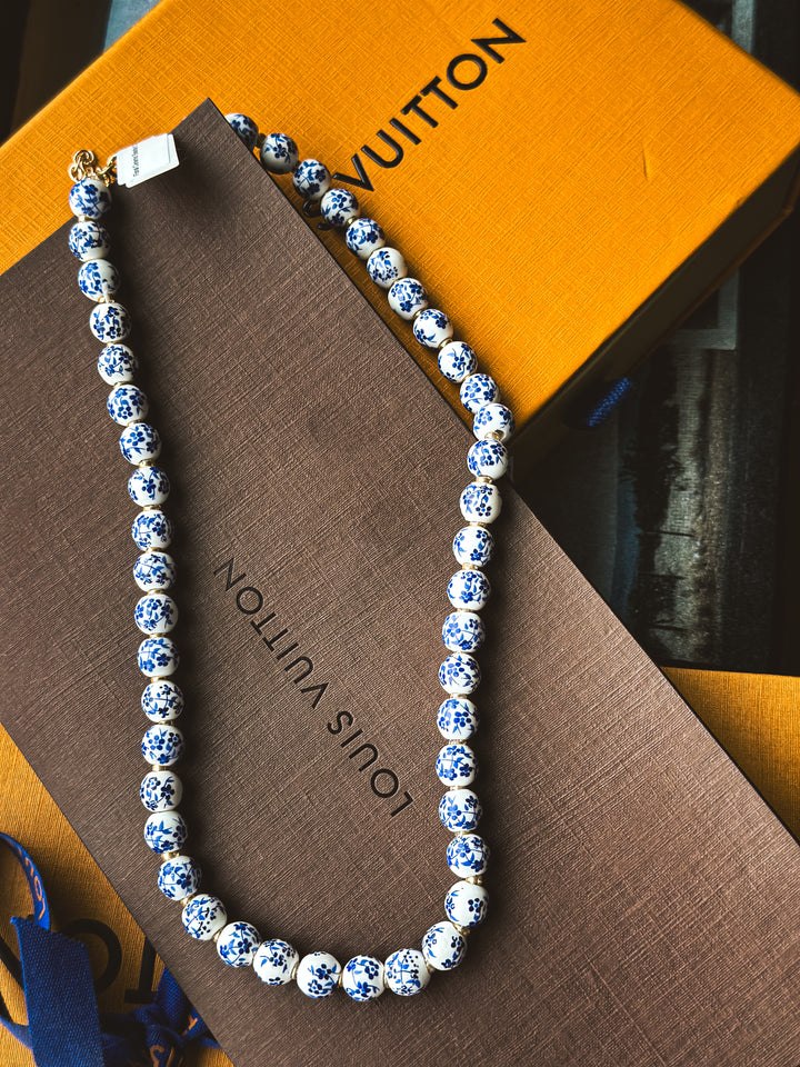 Floral Ceramic Beaded Chain Necklace