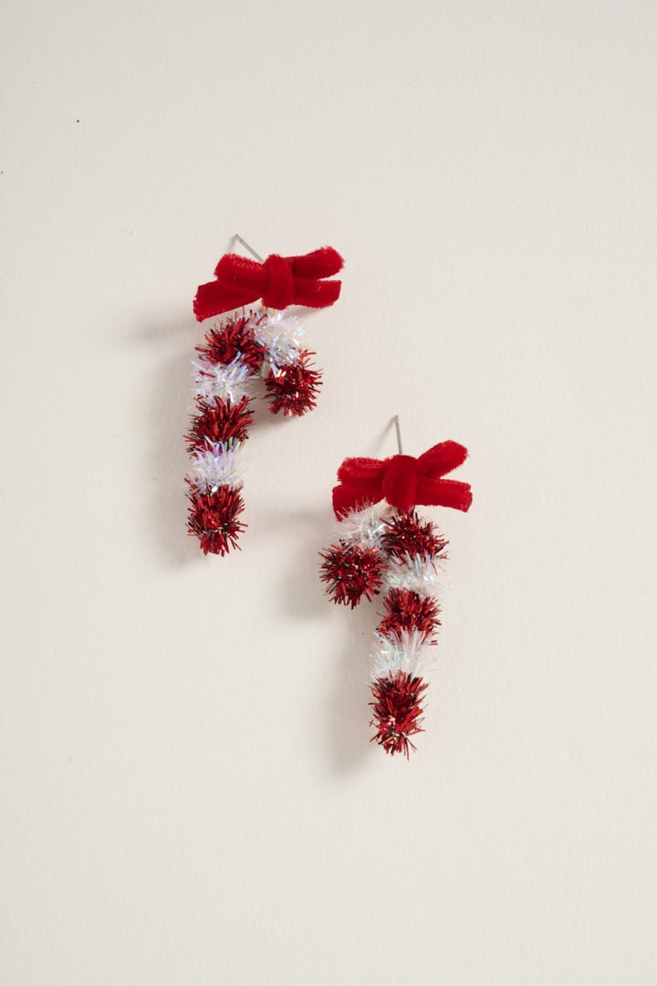 Candy Cane Tinsel Ribbon Earrings