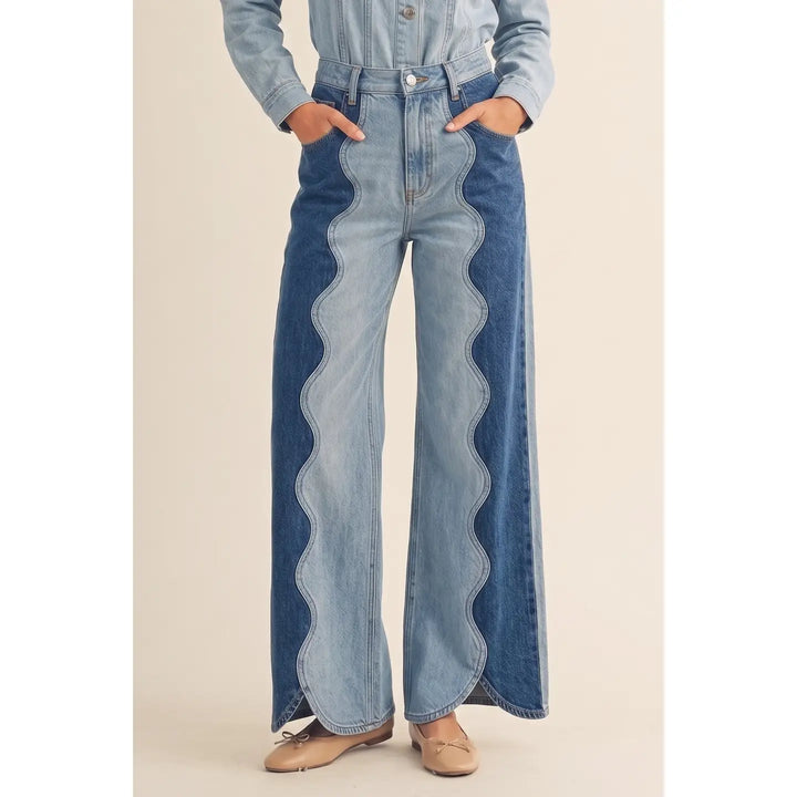 Scallop Wave Denim Ocean Curve Jeans