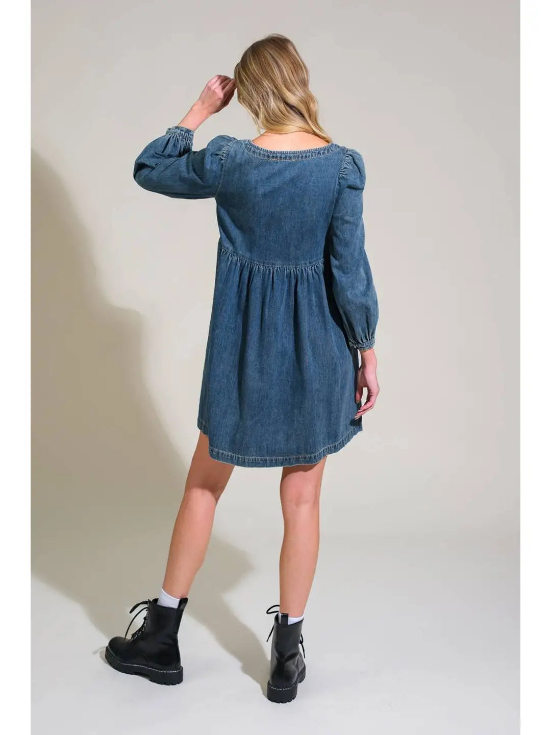 A Washed Denim Mini Dress