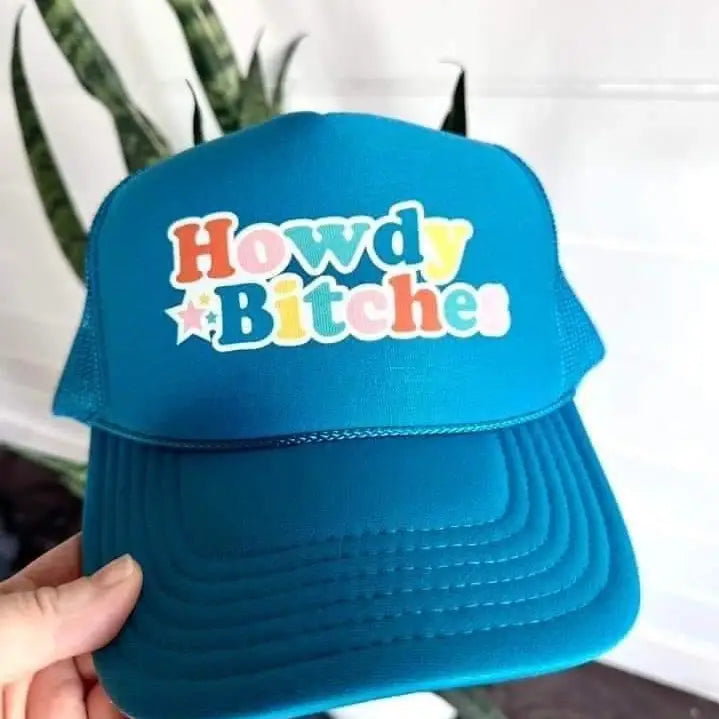 Howdy Bitches Trucker Hat-Blue