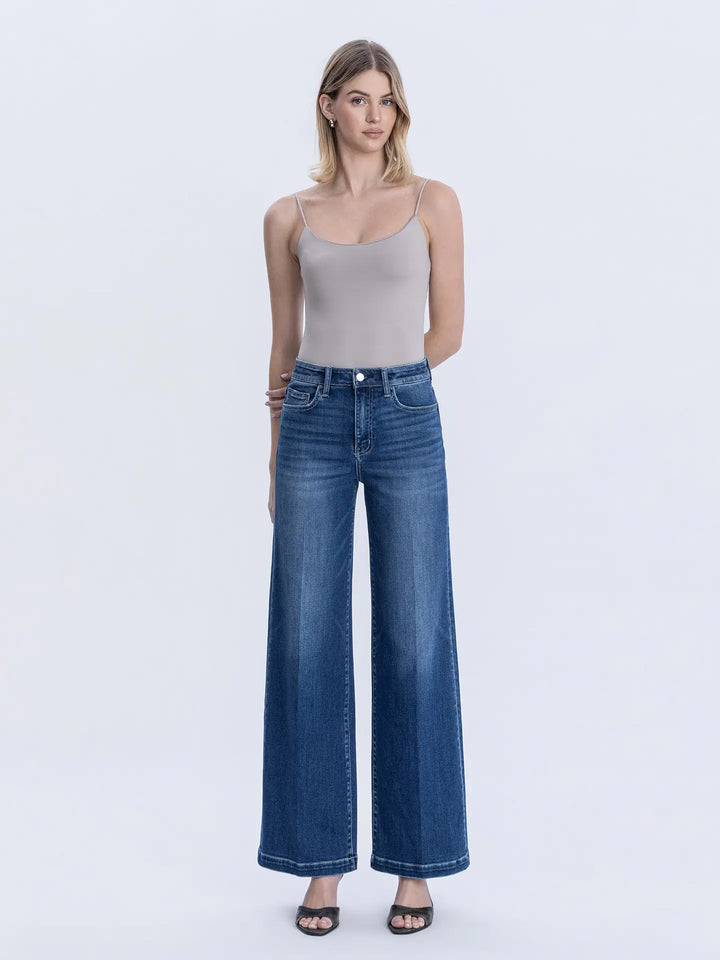 Super High Rise Crease Line Detail Wide Jeans