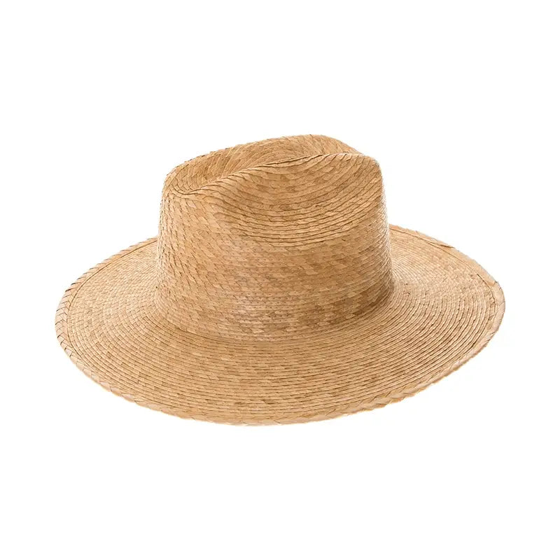 Palm Leaf Straw Western Hat - Handmade Flat Brim Summer Hat