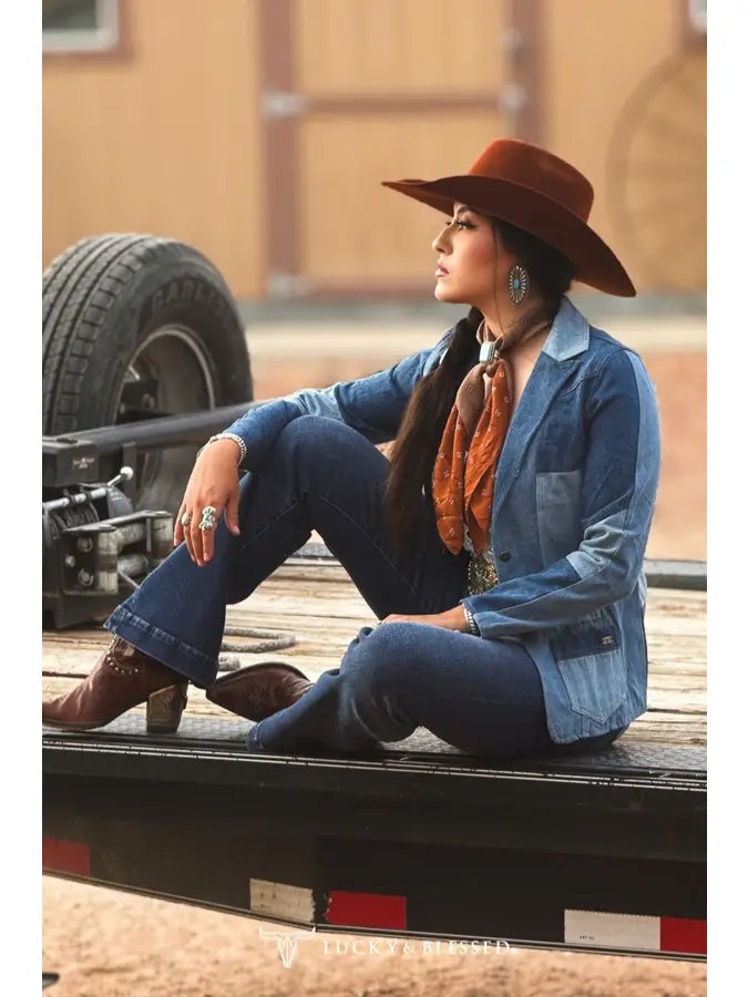 Mulit Denim Patchwork Blazer