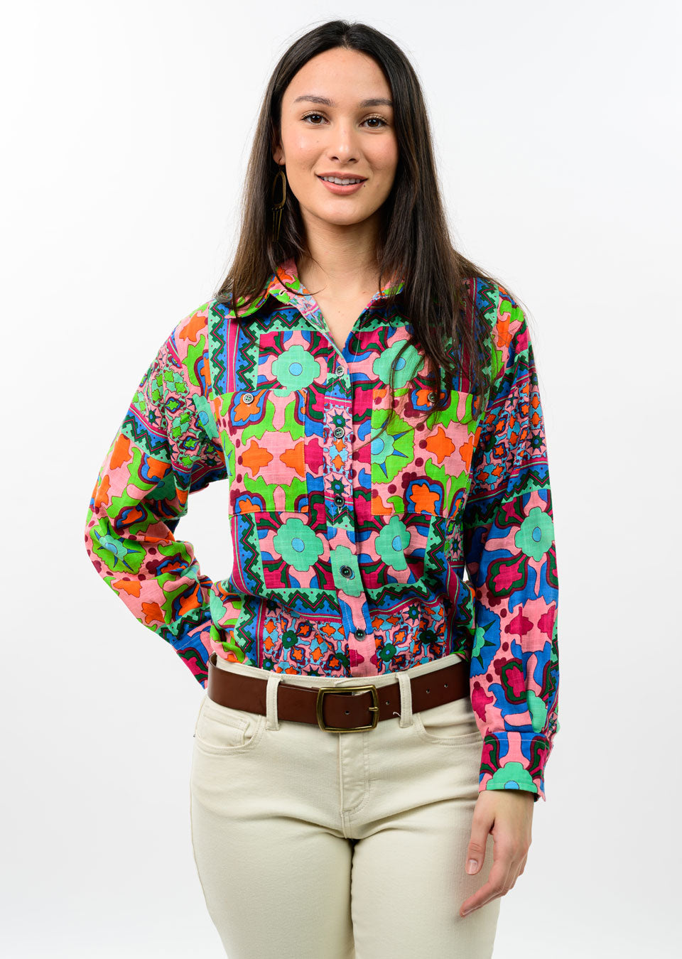 Print Patch Camp Shirt-Ivy Jane