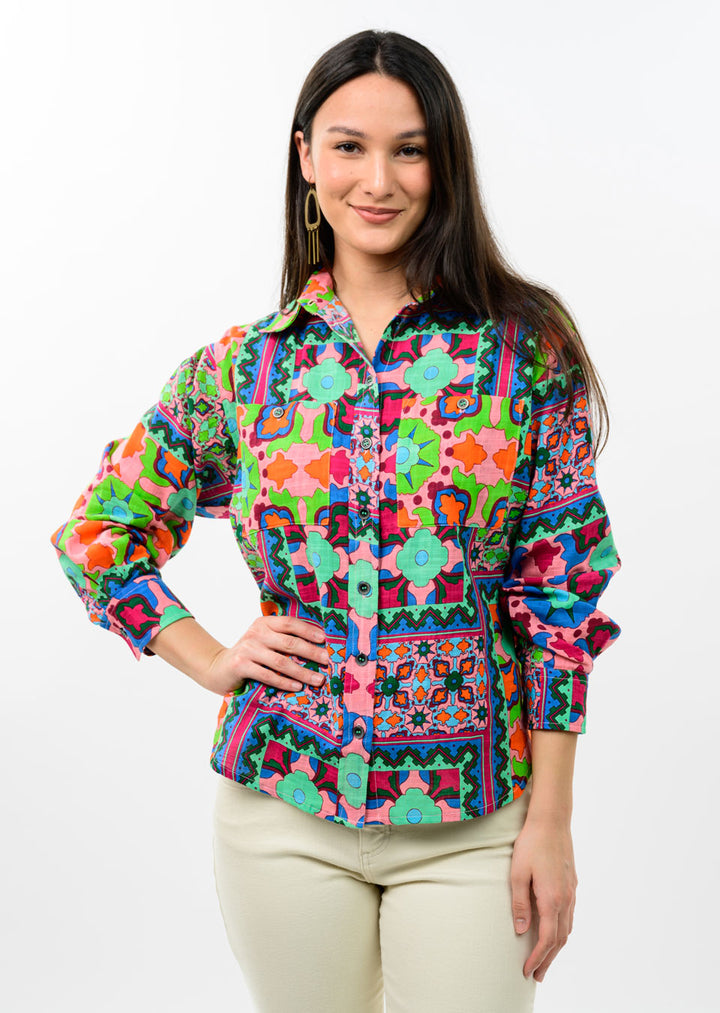Print Patch Camp Shirt-Ivy Jane
