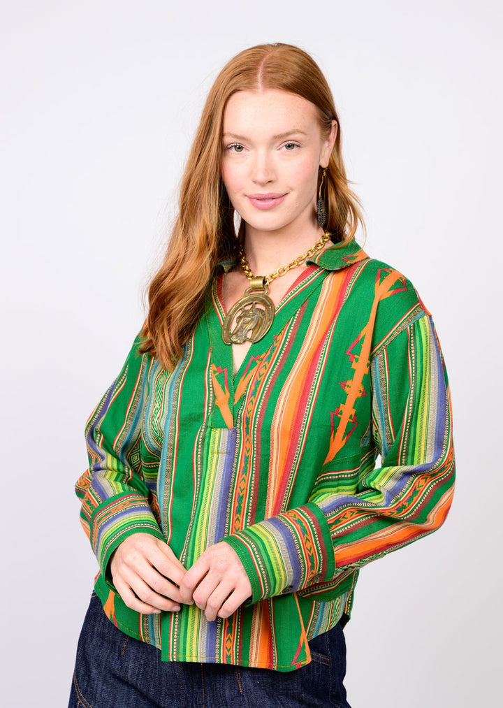 Serape Stripe Popover Top-Ivy Jane